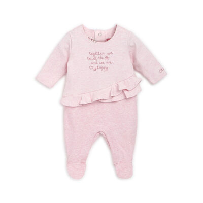 Girls Medium Pink Printed Leg Opening Babysuit
